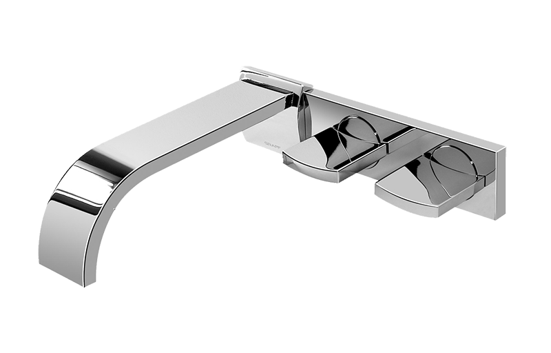 Wall-mounted basin mixer with 20 cm spout