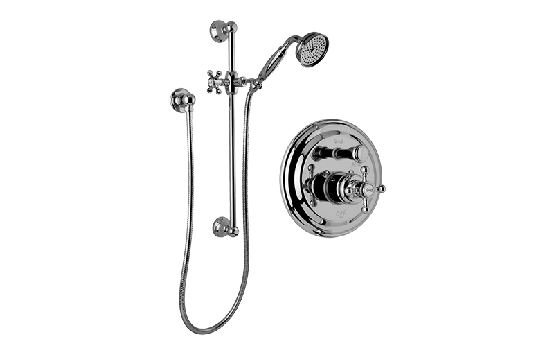 Traditional Pressure Balancing Shower set w/Handshower & Slidebar (Rough & Trim)